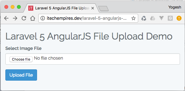 Laravel 5 AngularJS File Upload tutorial Default screen