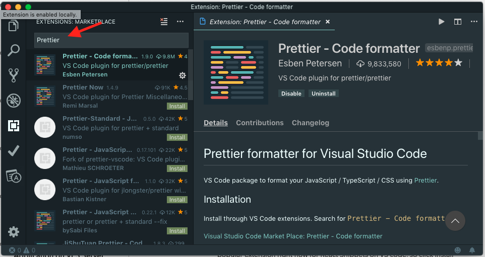 Installing Prettier Extension In VS Code