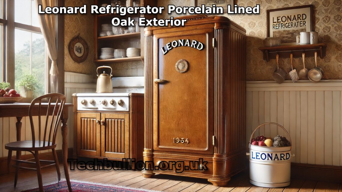 leonard refrigerator porcelain lined oak exterior